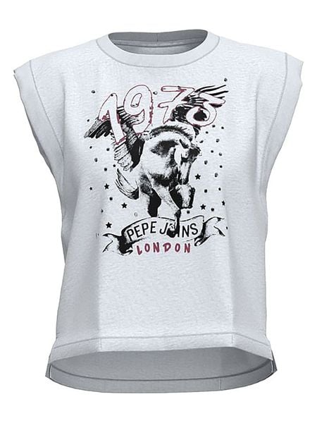 Pepe Jeans Koszulka w kolorze białym rozmiar: L. Białe bluzki Pepe Jeans, l, bez wzorów, z bawełny, bez kołnierzyka, bez ramiączek. Za 69.42 zł.