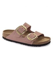 Birkenstock Skórzane klapki "Arizona" w kolorze jasnoróżowym rozmiar: 36. Różowe klapki Birkenstock, bez wzorów, z nubiku, z otwartym noskiem, bez obcasa. Za 388.16 zł.
