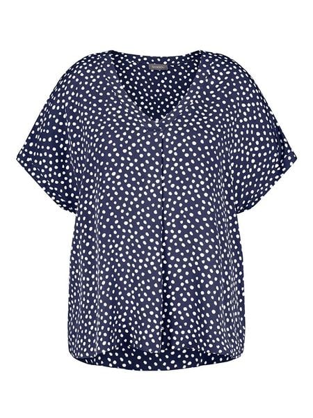 SAMOON Bluzka w kolorze granatowo-białym rozmiar: 46. Niebieskie bluzki Samoon, s, bez wzorów, z wiskozy, klasyczne, bez kołnierzyka, bez ramiączek. Za 70.41 zł.