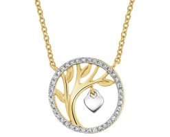 Naszyjnik z żółtego złota z diamentami - drzewko, serce - 0,08 ct - próba 585. Żółte naszyjniki Apart, z diamentem, złote. Za 2,690.00 zł.
