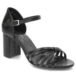 Czarne Sandały Maciejka Eleganckie Skórzane Buty. Czarne sandały Maciejka, z aplikacjami, ze skóry, eleganckie, bez obcasa, na obcasie, bez zapięcia. Za 309.00 zł.