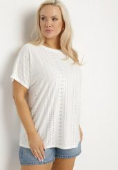 Biały Klasyczny T-shirt z Bawełną Nilavienna. Białe t-shirty Born2be, uniwersalny, bez wzorów, z bawełny, bez kołnierzyka, bez ramiączek. Za 34.99 zł.