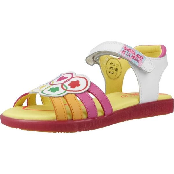 Sandały AGATHA RUIZ DE LA PRADA 242962A Biały. Białe sandały Agatha Ruiz de la Prada, bez wzorów, ze skóry, bez obcasa, bez zapięcia. Za 253.26 zł.
