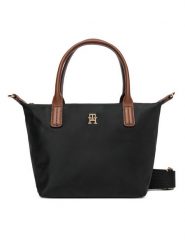 Tommy Hilfiger Torebka Popette Mini Tote AW0AW17709 Czarny. Czarne torebki klasyczne TOMMY HILFIGER, bez wzorów, z materiału, bez dodatków. Za 389.99 zł.