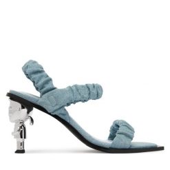 Sandały KARL LAGERFELD. Niebieskie sandały KARL LAGERFELD, bez wzorów, bez obcasa, na słupku, bez zapięcia. Za 716.99 zł.