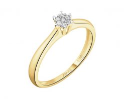 Pierścionek z żółtego złota z diamentami - 0,05 ct - próba 585. Żółte pierścionki Apart, z diamentem, złote. Za 1,859.00 zł.