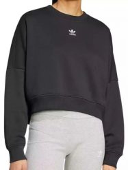 Bluza sportowa damska Adidas Essential Crew Fleece. Czarne bluzy Adidas, s, bez wzorów, z bawełny, bez kaptura. Za 190.99 zł.
