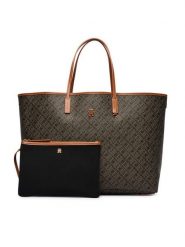 Tommy Hilfiger Torebka Th Monoplay Maxi Tote Le AW0AW18850 Czarny. Czarne shopper TOMMY HILFIGER, bez wzorów, ze skóry, bez dodatków. Za 949.99 zł.