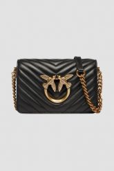 PINKO Czarna torebka Love Click Mini Sheep Nappa. Czarne torebki klasyczne Pinko, bez wzorów, bez dodatków. W wyprzedaży za 1,319.99 zł.