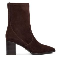 Botki GINO ROSSI. Brązowe botki Gino Rossi, bez wzorów, bez obcasa, na słupku, bez zapięcia. Za 479.99 zł.