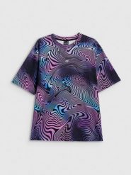 4F T-shirt oversize z nadrukiem damski - multikolor L. T-shirty 4f, l, bez wzorów, z bawełny, bez kołnierzyka, bez ramiączek. Za 79.99 zł.