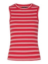 Pieces Top "Tadie" w kolorze czerwono-białym rozmiar: XS. Białe topy Pieces, xs, bez wzorów, bez kołnierzyka, bez ramiączek. Za 43.99 zł.