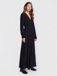 Sisley Sukienka koszulowa 4B5FLV01P Czarny Regular Fit. Czarne sukienki Sisley, bez wzorów, z wiskozy, bez kołnierzyka, bez ramiączek, koszulowe. Za 349.99 zł.