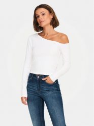 ONLY Bluzka Live Love 15344398 Biały Slim Fit. Białe bluzki Only, s, bez wzorów, z bawełny, bez kołnierzyka, bez ramiączek. Za 89.99 zł.
