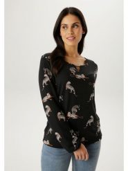 Aniston Koszulka w kolorze czarnym rozmiar: 40. Czarne bluzki Aniston, bez wzorów, bez kołnierzyka, bez ramiączek. Za 126.99 zł.