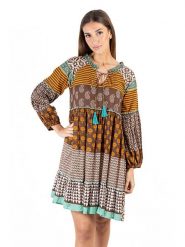 Isla Bonita by SIGRIS Sukienka w kolorze jasnobrązowym rozmiar: XL. Brązowe sukienki Isla Bonita by SIGRIS, na co dzień, xl, bez wzorów, z bawełny, bez kołnierzyka, bez ramiączek, midi, proste. Za 101.70 zł.