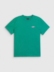 4F T-shirt loose z nadrukiem damski - zielony S. Zielone koszulki sportowe 4f, bez wzorów, z bawełny, bez ramiączek, trekkingowe. Za 79.99 zł.