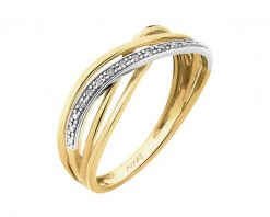 Pierścionek z żółtego i białego złota z diamentami - 0,04 ct - próba 585. Białe pierścionki Apart, z diamentem, złote. Za 3,690.00 zł.
