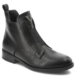 Czarne Botki S.Barski Eleganckie Obuwie Damskie. Czarne botki S.BARSKI, na jesień, z aplikacjami, ze skóry ekologicznej, bez obcasa, na obcasie, bez zapięcia. Za 159.00 zł.