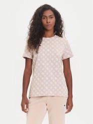 Guess T-Shirt V5YI04 I3Z14 Beżowy Regular Fit. Brązowe t-shirty Guess, xs, z aplikacjami, z bawełny, bez kołnierzyka, bez ramiączek. Za 219.99 zł.