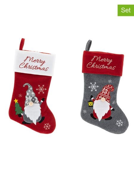 Hollybell Skarpety świąteczne (2 szt.) w kolorze szaro-czerwonym rozmiar: onesize. Czerwone skarpety Hollybell, bez wzorów, z materiału. Za 36.86 zł.