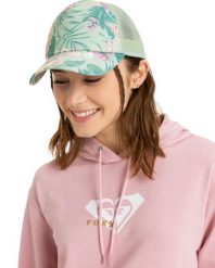 Czapka Trucker dla Kobiety INTO THE SUN Zielony. Zielone czapki Roxy, bez wzorów, z materiału. Za 129.99 zł.
