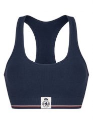 Tommy Hilfiger Biustonosz top UW0UW06061 Granatowy. Niebieskie biustonosze TOMMY HILFIGER, xs, bez wzorów, z bawełny, bez kołnierzyka, bez ramiączek. Za 219.99 zł.