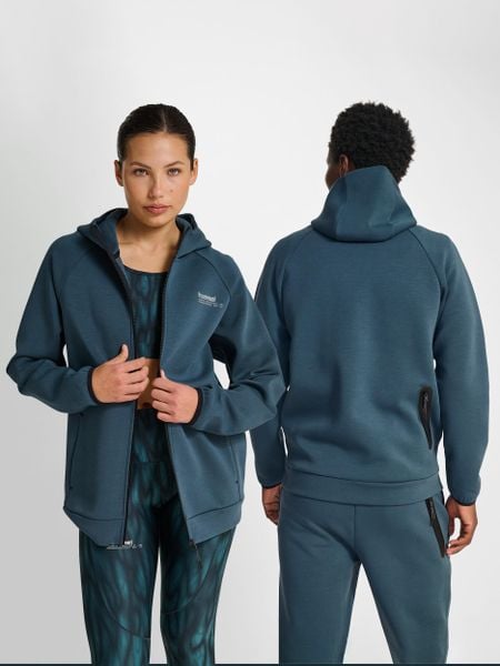 Bluza z kapturem i zamkiem błyskawicznym Hummel Tech Regular. Niebieskie bluzy Hummel, s, bez wzorów, z bawełny, z kapturem. Za 231.50 zł.