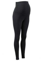 Legginsy ciążowe z bawełny organicznej. Czarne legginsy bonprix, bez wzorów, z bawełny. Za 52.99 zł.