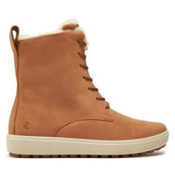 Botki ECCO. Brązowe botki ecco, bez wzorów, bez obcasa, na płaskiej podeszwie, bez zapięcia. Za 849.99 zł.