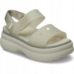 Sandały dla Kobiet Crocs Soho Frosted Y-Strap Sandal. Brązowe sandały Crocs, bez wzorów, z materiału, eleganckie, bez obcasa, na platformie, bez zapięcia. Za 289.99 zł.