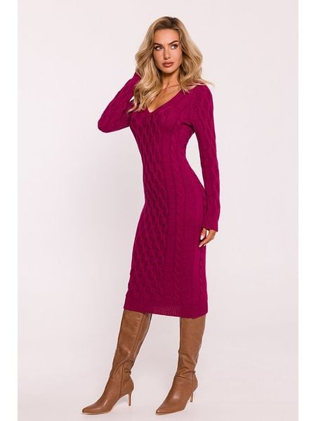 Made of emotion Sukienka dzianinowa w kolorze bordowym rozmiar: onesize. Czerwone sukienki Made Of Emotion, na co dzień, bez wzorów, z dzianiny, bez kołnierzyka, bez ramiączek, midi, proste. Za 187.96 zł.