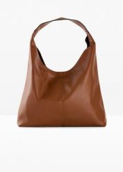 Torba typu shopper o fakturze groszkowanej skóry. Czarne shopper bonprix, bez wzorów, ze skóry, duże, bez dodatków. Za 114.99 zł.
