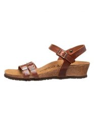 Papillio Skórzane sandały "Lana" w kolorze brązowym na koturnie rozmiar: 38. Brązowe sandały Papillio, bez wzorów, z otwartym noskiem, bez obcasa, na koturnie, bez zapięcia. Za 191.42 zł.