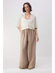 Trendyol Bluzka w kolorze beżowym rozmiar: Standart. Brązowe bluzki Trendyol, bez wzorów, prążkowane, bez kołnierzyka, bez ramiączek. Za 86.99 zł.