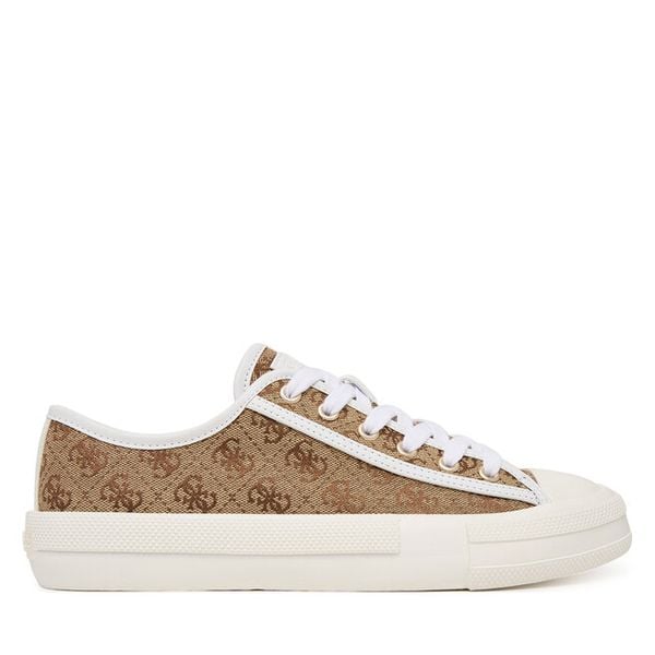 Trampki Guess. Brązowe trampki Guess, z aplikacjami, bez zapięcia. Za 419.99 zł.