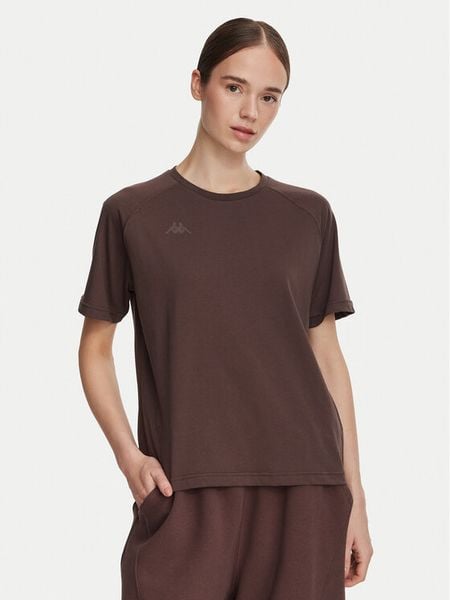Kappa T-Shirt 34258QW Brązowy Regular Fit. Brązowe t-shirty Kappa, xl, bez wzorów, z bawełny, bez kołnierzyka, bez ramiączek. Za 79.99 zł.