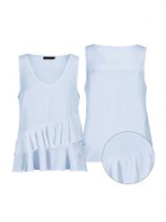 Eight2Nine Top w kolorze błękitnym rozmiar: L/XL. Niebieskie topy Eight2Nine, l, bez wzorów, bez kołnierzyka, bez ramiączek. Za 145.26 zł.