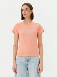 Guess T-Shirt V5GI10 K9RM1 Pomarańczowy Regular Fit. Brązowe t-shirty Guess, s, z aplikacjami, z bawełny, bez kołnierzyka, bez ramiączek. Za 119.99 zł.
