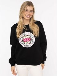 Zwillingsherz Bluza "Romy" w kolorze czarnym rozmiar: S/M. Czarne bluzy Zwillingsherz, m, bez wzorów, bez kaptura. Za 220.12 zł.