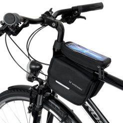 Torba rowerowa, wodoodporne etui na telefon 1,5L czarna. Czarne torby na ramię WOZINSKY, bez wzorów, z materiału, biznesowe, na ramię, bez dodatków. Za 99.60 zł.