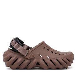 Klapki Crocs. Brązowe klapki Crocs, bez wzorów, bez obcasa. Za 259.99 zł.