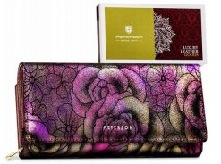 Portfel skórzany Peterson [DH] PTN 42100-MD fioletowy. Fioletowe portfele Peterson, bez wzorów, ze skóry. Za 172.99 zł.