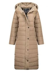 Geographical Norway Płaszcz pikowany "Constance" w kolorze beżowym rozmiar: M. Brązowe płaszcze Geographical Norway, m, bez wzorów, bez kaptura. Za 405.61 zł.