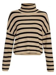 MOSS COPENHAGEN Sweter "Marthea Rachelle" w kolorze beżowo-czarnym rozmiar: L/XL. Brązowe golfy Moss Copenhagen, l, bez wzorów, z wiskozy, bez ramiączek. Za 114.44 zł.