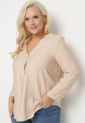 Beżowa Bluzka z Wiskozą i Trójkątnym Dekoltem Zitoria. Brązowe bluzki Born2be, xl, bez wzorów, z wiskozy, bez kołnierzyka, bez ramiączek. Za 59.99 zł.