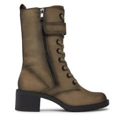 Botki Caprice. Zielone botki Caprice, bez wzorów, bez obcasa, na słupku, bez zapięcia. Za 629.99 zł.