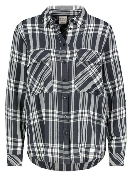 Urban Surface Bluzka w kolorze biało-antracytowym rozmiar: XL. Czarne bluzki Urban Surface, xl, bez wzorów, z wiskozy, bez kołnierzyka, bez ramiączek. Za 41.20 zł.