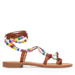 Sandały DeeZee. Brązowe sandały DeeZee, bez wzorów, bez obcasa, na płaskiej podeszwie, bez zapięcia. Za 139.99 zł.