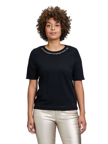 CARTOON Koszulka w kolorze czarnym rozmiar: 38. Czarne bluzki Cartoon, z aplikacjami, z bawełny, bez kołnierzyka, bez ramiączek. Za 69.75 zł.